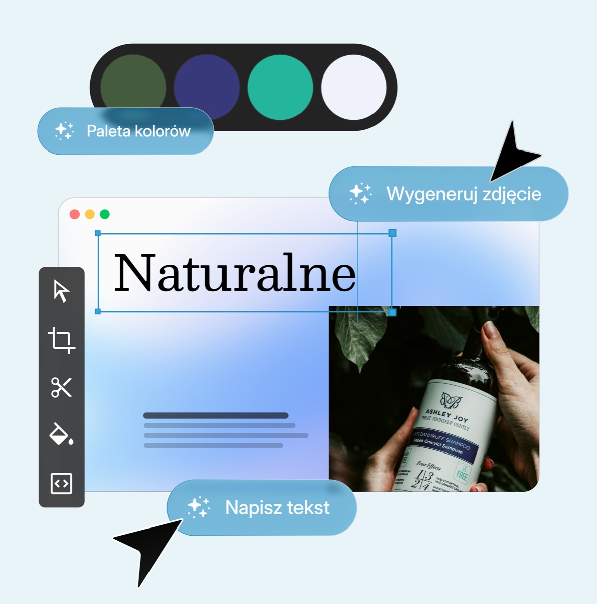 AI Assistant choosing photos, text and colors