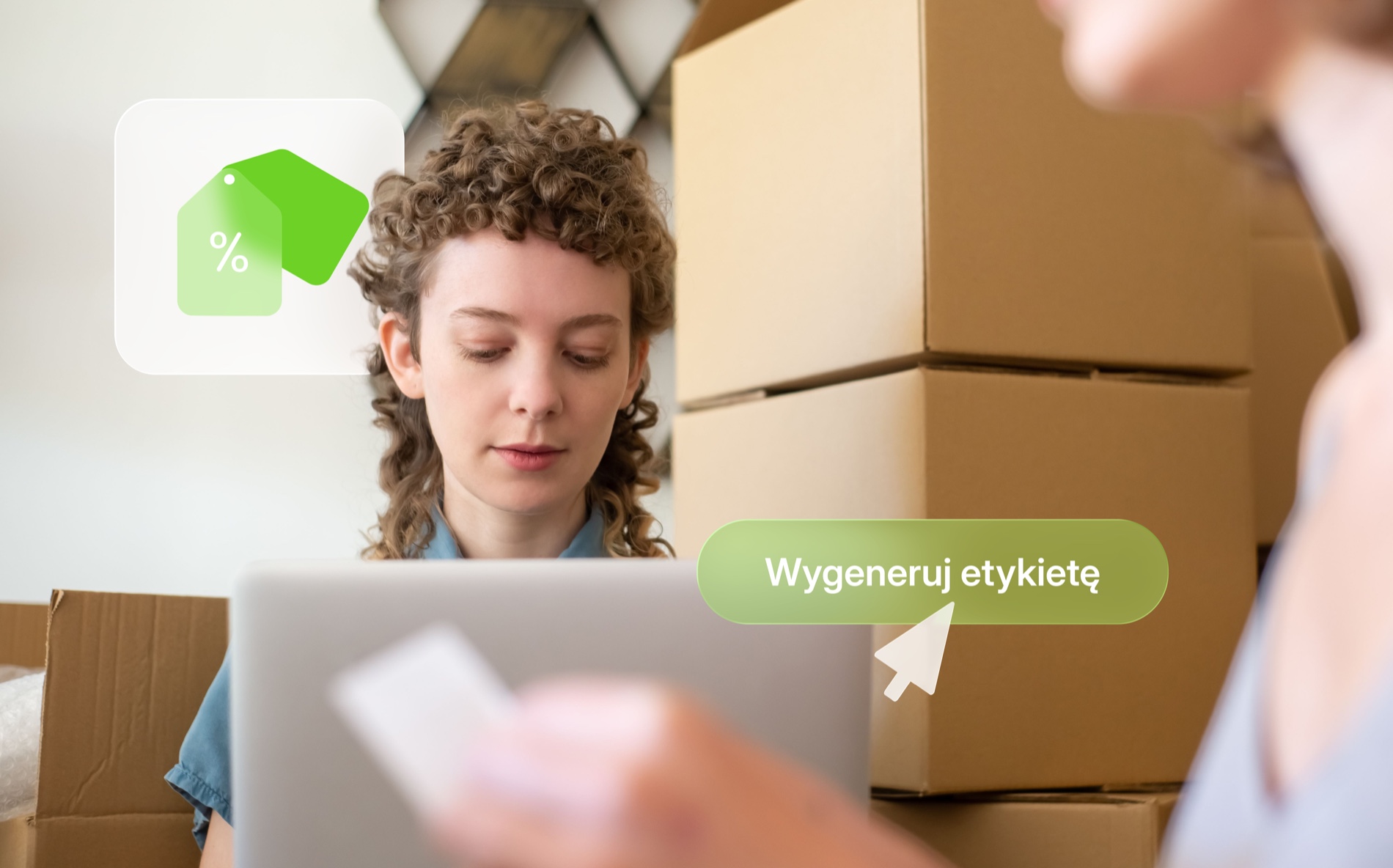 Packing orders and generating a shipping label