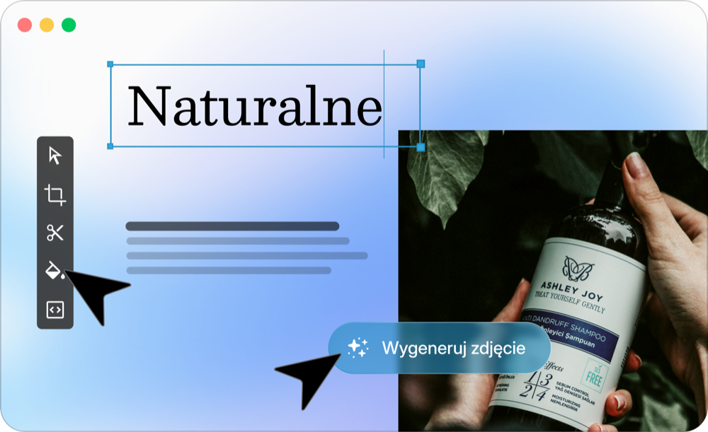 Text editing and AI image generation in the WebWave builder interface