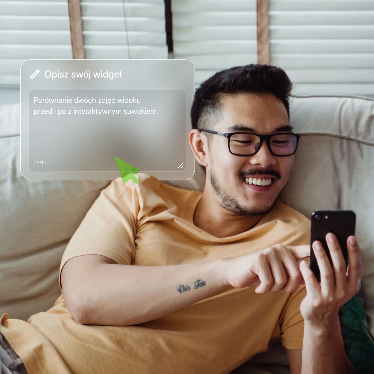 AI Assistant adding a new section — a man with a phone